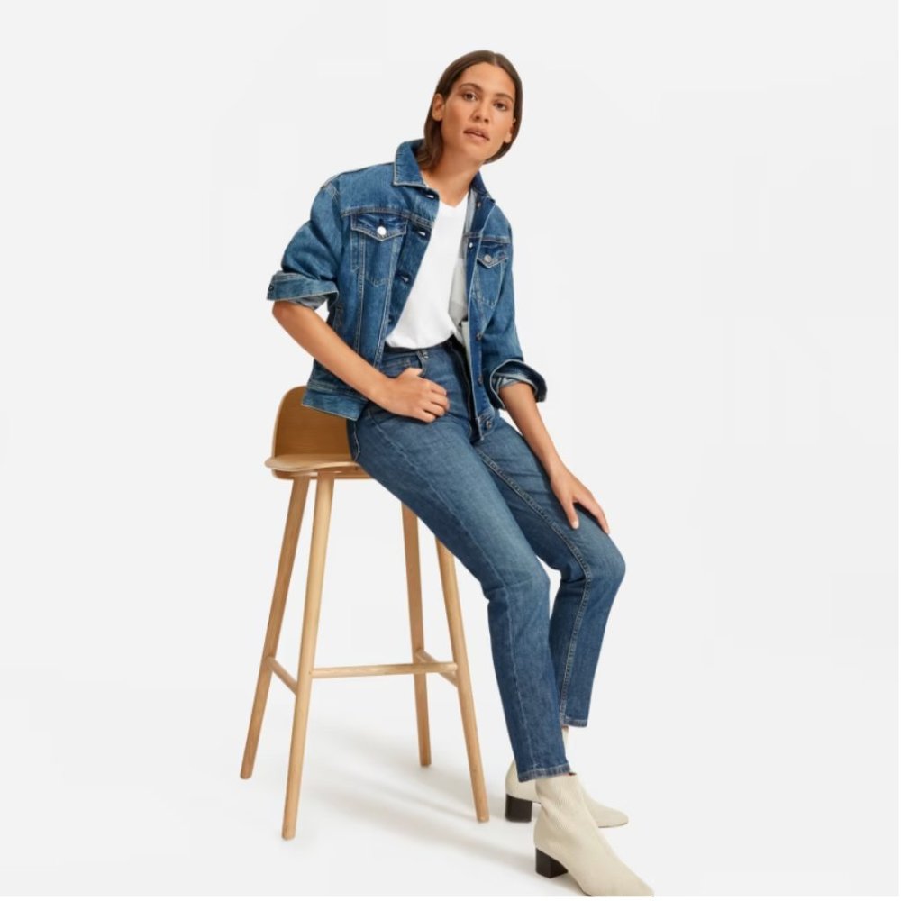 Everlane - The Japanese Denim Cheeky Jean - Faded Indigo - 24 Crop
